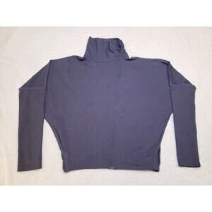 KARMA Women's Blue Asymmetrical Jacket - Full Zip - High Neck - Medium